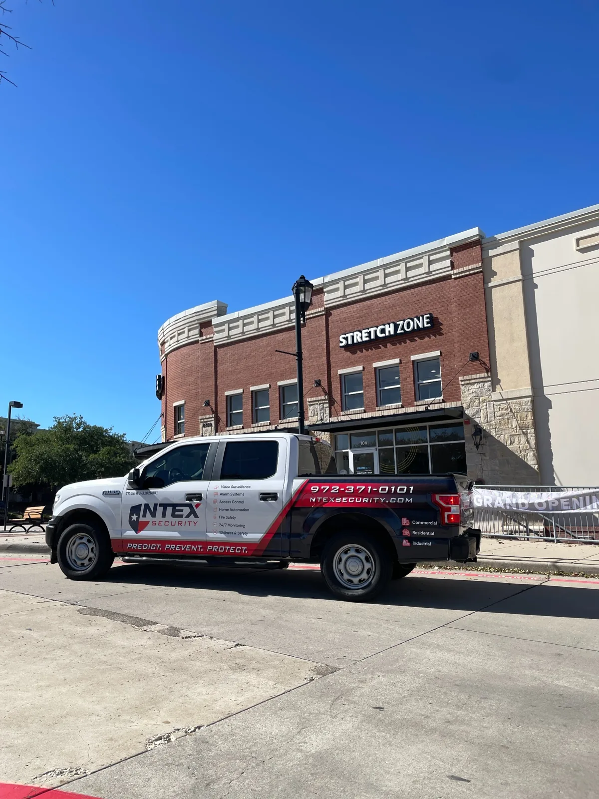 NTEX Security vehicle outside a commercial property